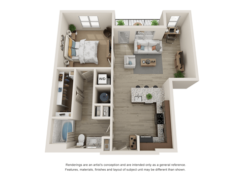 Floor plan for 1 bed, 1 bath, 781 sqft