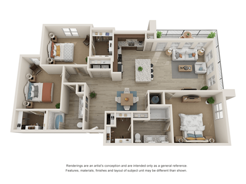Floor plan for 3 beds, 2 baths, 1472 sqft