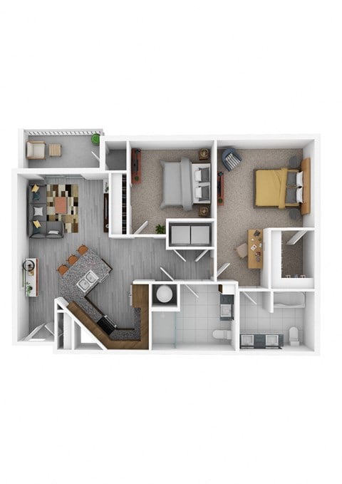 Floor plan for 2 beds, 2 baths, 1110 sqft