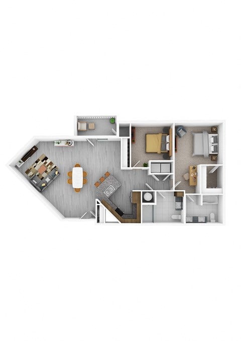 Floor plan for 2 beds, 2 baths, 1385 sqft