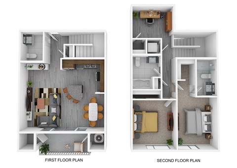 Floor plan for 2 beds, 2.5 baths, 1420 sqft