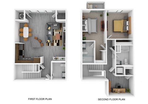 Floor plan for 2 beds, 2.5 baths, 1455 sqft