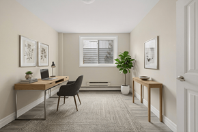 Kingston apartment for rent - A room with a desk, chair, and potted plant.