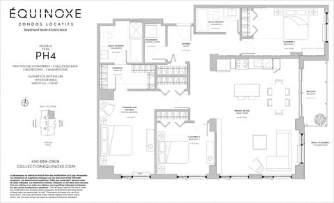 Floor plan for 3 beds, 2 baths, 1485 sqft