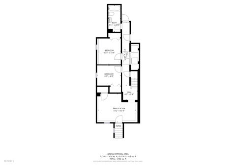 Floor plan for 5 beds, 2 baths