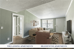 Winter Haven apartment for rent - A living room with a couch, chair, and rug.