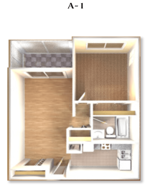 Floor plan for 1 bed, 1 bath, 780 sqft