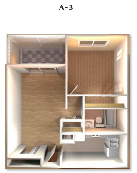 Floor plan for 1 bed, 1 bath, 820 sqft