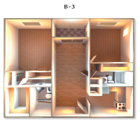 Floor plan for 2 beds, 2 baths, 1050 sqft