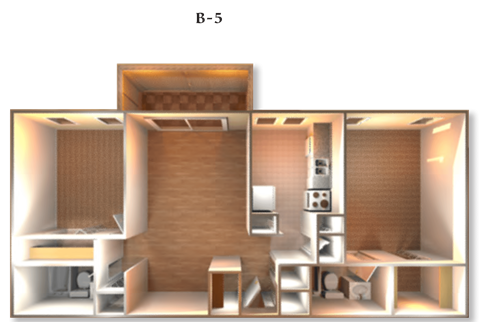 Floor plan for 2 beds, 2 baths, 1250 sqft