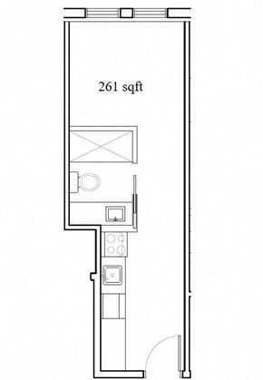 Vancouver apartment for rent - small floor plan of a small loft floor plan with bedroom and bathroom
