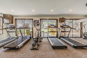 Dallas apartment for rent - a gym with cardio equipment and windows at Cityscape, Dallas, TX