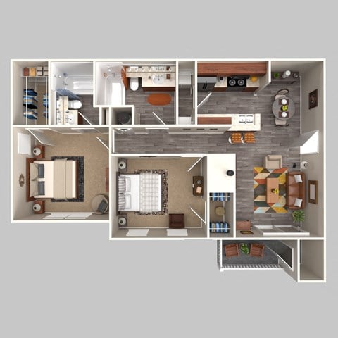 Floor plan for 2 beds, 2 baths, 1150 sqft