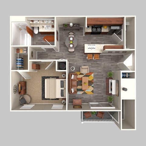 Floor plan for 1 bed, 1 bath, 900 sqft
