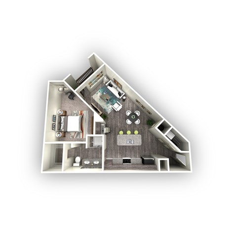 Floor plan for 1 bed, 1 bath, 799 sqft