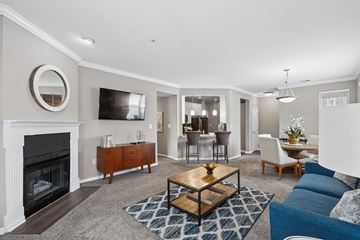 Pikesville apartment for rent - A living room with a fireplace and a television.
