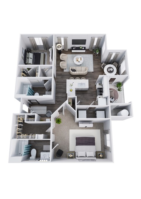 Floor plan for 2 beds, 2 baths, 1124 sqft