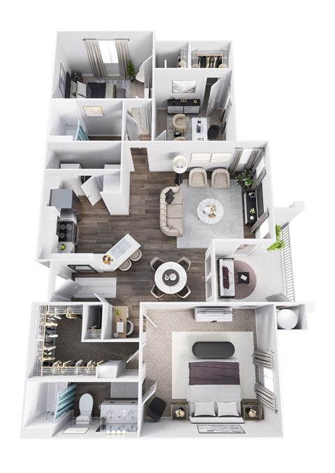 Floor plan for 3 beds, 2 baths, 1270 sqft