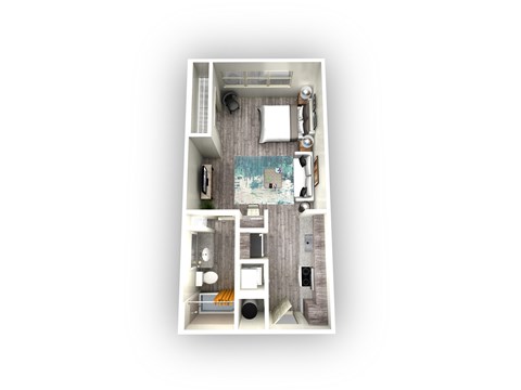 Floor plan for studio, 1 bath, 488 sqft