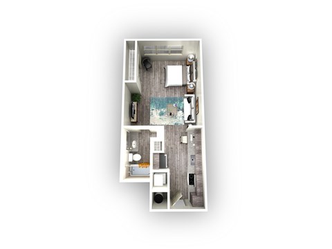 Floor plan for studio, 1 bath, 515 sqft