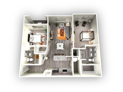 Floor plan for 2 beds, 2 baths, 1112 sqft