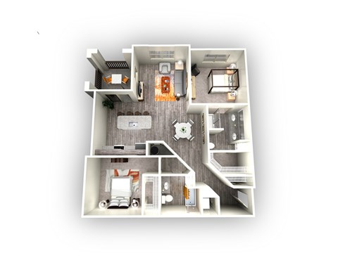 Floor plan for 2 beds, 2 baths, 1146 sqft