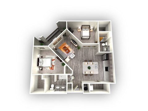 Floor plan for 2 beds, 2 baths, 1199 sqft