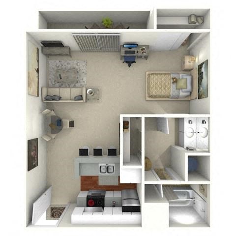Floor plan for studio, 1 bath, 550 sqft
