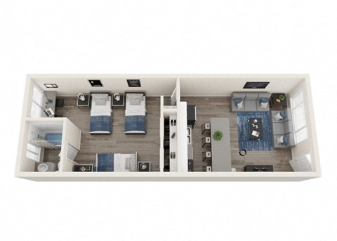 Floor plan for 1 bed, 1 bath, 560 sqft