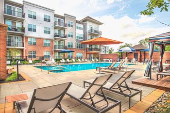 Resort-style courtyard with pool