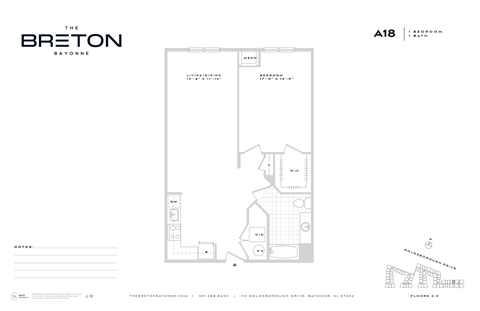 Floor plan for 1 bed, 1 bath, 901 sqft