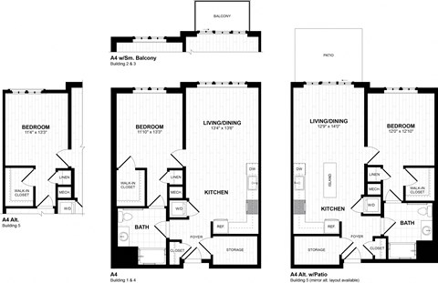 Floor plan for 1 bed, 1 bath, 819 sqft