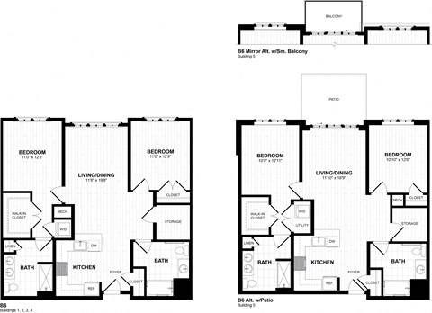 Floor plan for 2 beds, 2 baths, 1148 sqft