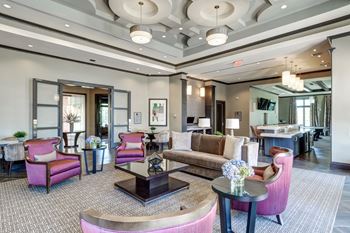 Spacious clubhouse with multiple lounge seating areas