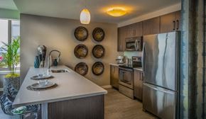 Weehawken apartment for rent - Modern kitchen with stainless steel appliances at RiverParc Apartments, Weehawken, NJ 07086