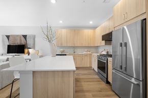 Parsippany apartment for rent - Stainless steel refrigerator in kitchen at The Lawrence, New Jersey, 07054