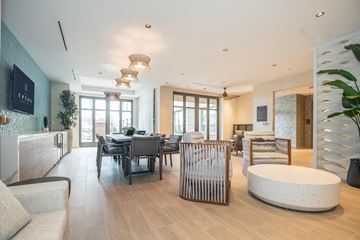 Short Hills apartment for rent - A modern living room with a dining table and chairs.