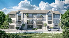 Grand Rapids apartment for rent - a rendering of an apartment building with a car parked in front of it