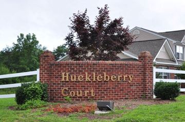 Christiansburg apartment for rent - A sign that says Huckleberry Court in front of a house.