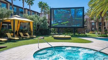 Swimming pool with spa and tv 