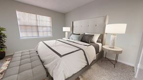 Birmingham apartment for rent - A bedroom with a large bed and a potted plant.