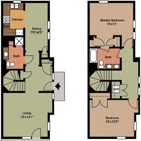 Floor plan for 2 beds, 2 baths, 1744 sqft