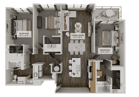Floor plan for 3 beds, 2 baths, 1425 sqft