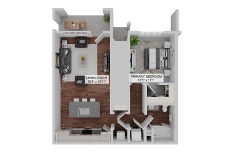 Floor plan for 1 bed, 1 bath, 786 sqft
