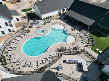 An aerial view of the pool at the resort at longboat key club