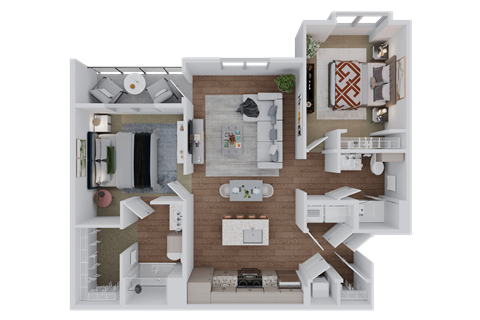 Floor plan for 2 beds, 2 baths, 1201 sqft