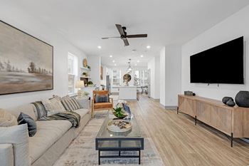 A living room with a couch and a tv