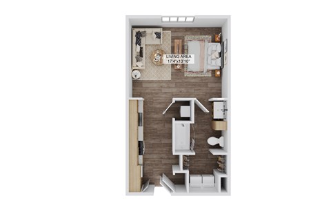 Floor plan for studio, 1 bath, 561 sqft