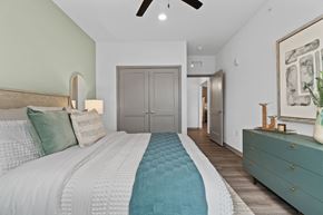 Pensacola apartment for rent - Bedroom With Ceiling Fan at The Quinn Luxury Apartments, Florida