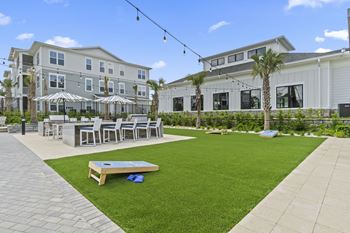 Outdoor kitchen and bocce ball court
